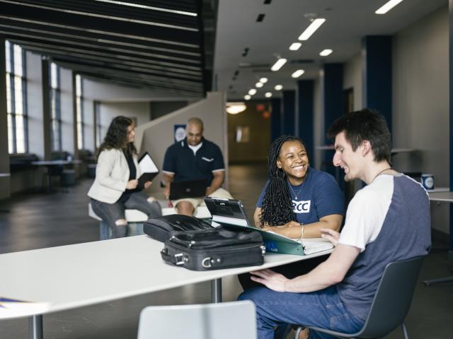 Student receives assistance with registration.
