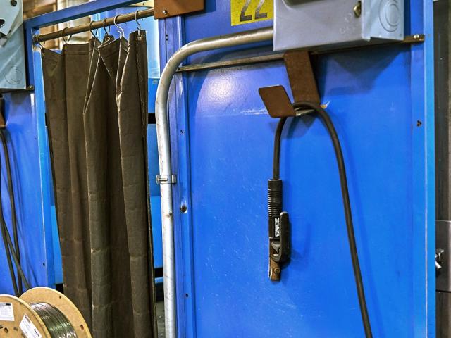Welding student work in class at the MTEC